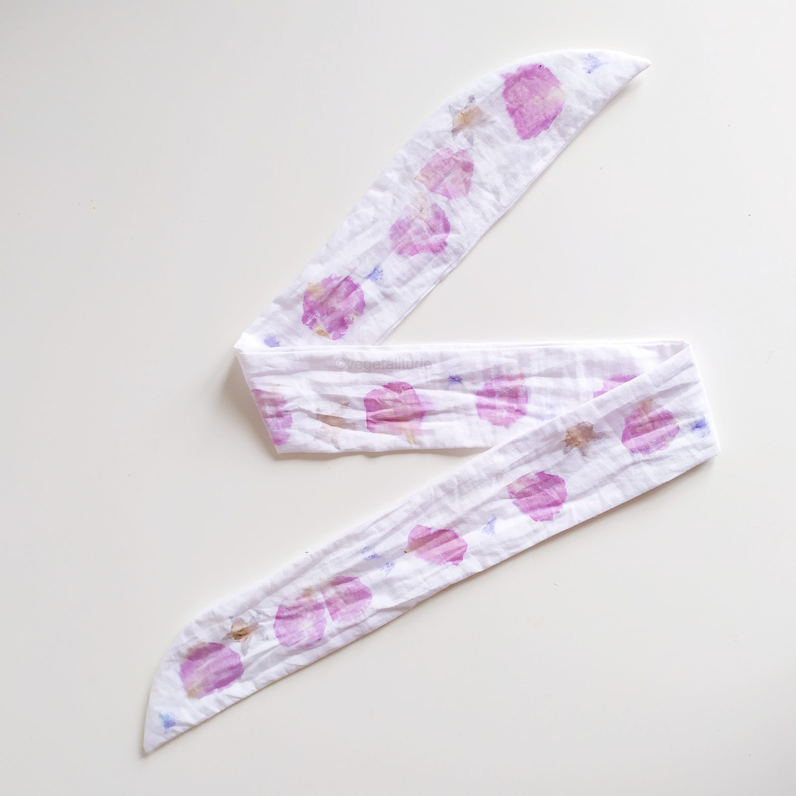 bandeau imprimé pétales cousu main